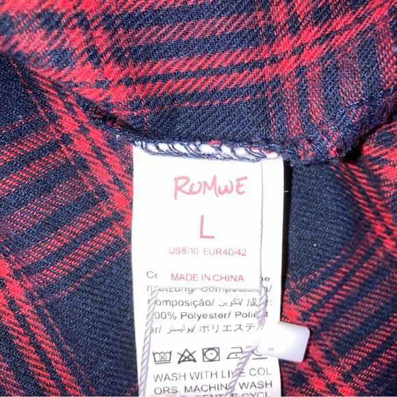 Red and navy plaid flannel - Picture 3 of 3